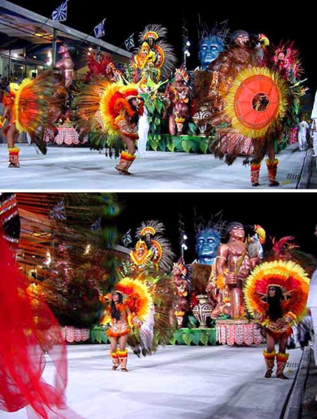 Ein Collage-Bild mit Menschen, die darstellen, einer Statue und einem Gebäude.