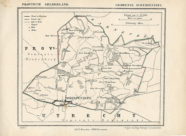 Alte detaillierte Karte von Provence, Frankreich, zeigt Straßen, Gebäude und Sehenswürdigkeiten mit handgeschriebenem Text.