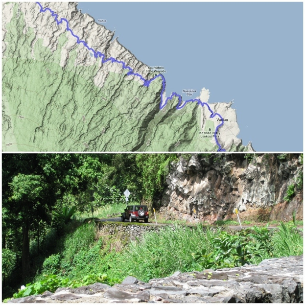 Ein Collage-Bild mit einem Auto auf einer Straße in einem Bild und einer Karte in einem anderen.