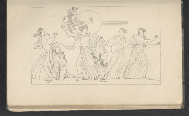 Ein Buchumschlag mit einer leuchtenden Illustration einer Gruppe von Frauen, die energisch und synchron tanzen.