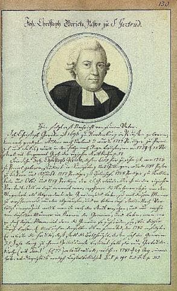 Schwarz-weiß-Porträt von Johann Wolfgang von Goethe in einer schwarzen Robe, identifiziert als erster deutscher Bundeskanzler der Bundesrepublik Deutschland, auf einem alten Dokument mit sichtbarem Text von 1789.