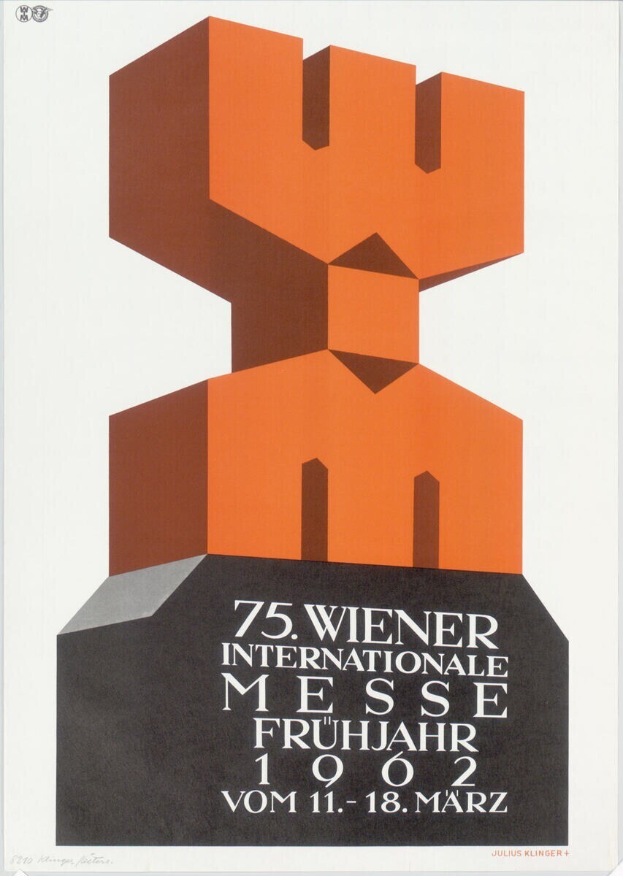 Plakat für die 75. Internationalen Messe Frühling in München, Deutschland, mit einer zentralen farbenfrohen Skulptur und Eventdetails auf einem weißen Hintergrund.