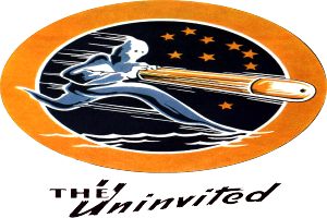 Ein Plakat, das eine Person in einem Raumanzug zeigt, die eine leuchtend gelbe Rakete hält, mit der schwarzen, fetten Schrift "Die Unerwarteten" unten, vor einem tiefblauen Hintergrund.