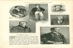 Altes Buch mit Schwarz-Weiß-Fotos von formell gekleideten Individuen und begleitendem Text.