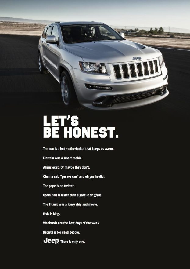 Ein Auto mit darunter editierten Textzitaten.