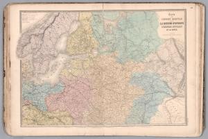 Ein altes Buch mit einer detaillierten Karte von Deutschland, das verschiedene Regionen zeigt und begleitenden Text mit zusätzlichen Informationen.