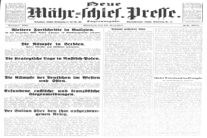 Titelseite einer deutschen Zeitung "Deutsches Reichstag, Vol 1, No 1, September 18, 1914" mit einem Schwarz-Weiß-Bild eines Mannes im Anzug und Krawatte.
