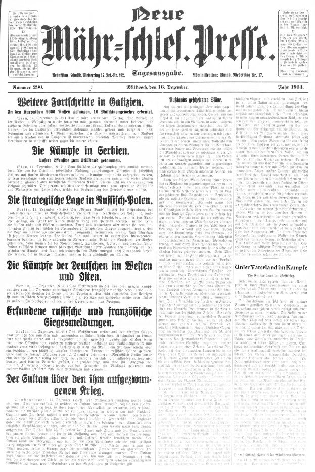 Titelseite einer deutschen Zeitung "Deutsches Reichstag, Vol 1, No 1, September 18, 1914" mit einem Schwarz-Weiß-Bild eines Mannes im Anzug und Krawatte.