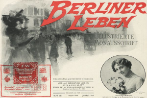 Eine Gruppe von Menschen vor einem Gebäude auf einem Werbeplakat für den Film "Berliner Leben", mit Text, der den Film und seine Charaktere beschreibt.
