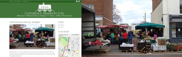 Eine sonnige Börsenszene mit Menschen auf der rechten Seite.