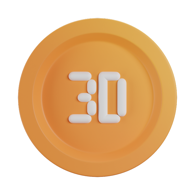 Eine orangefarbene Pille mit der Aufschrift 30.