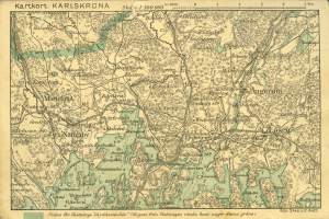 Ein alter Stadtplan von Karlsruhe, Deutschland, der Straßen, Gebäude und Sehenswürdigkeiten zeigt.