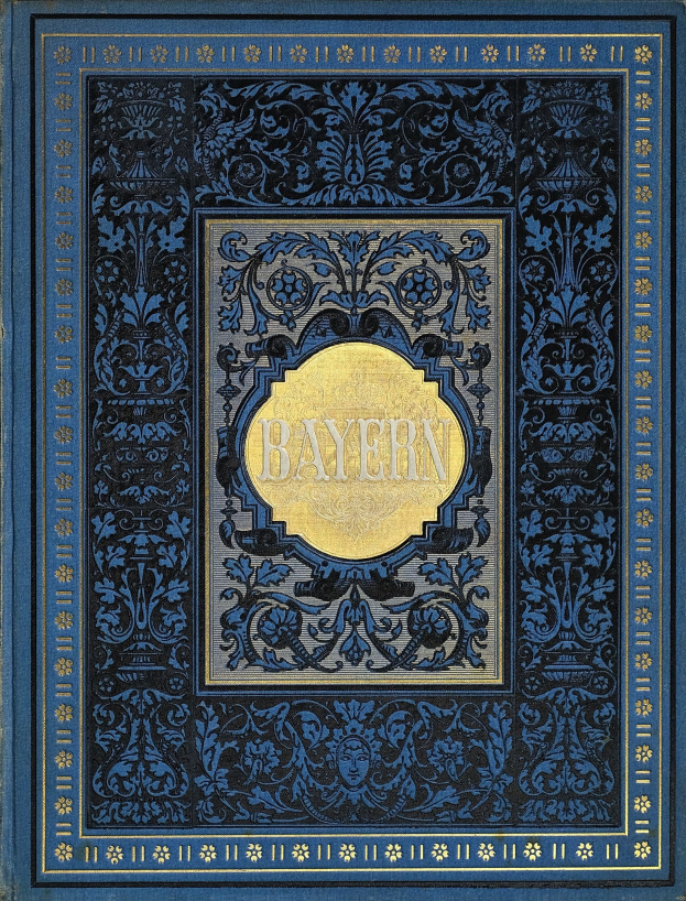 Ein blau-goldenes Buch mit dem Wort "Bayern" auf seinem kunstvoll gestalteten Einband.
